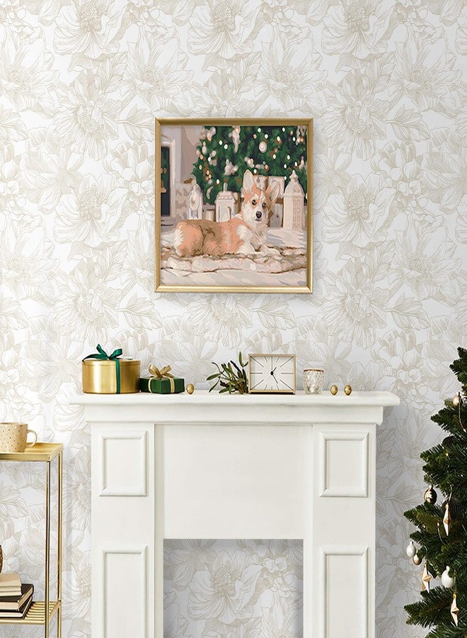 Ismoon Large Floral Peel and Stick Wallpaper Boho Beige Contact Paper 17.3inx6.5ft Neutral Wall Paper Removable Self Adhesive Wallpaper Bedroom Cabinet Bathroom Waterproof Mural Wall Decor Vinyl Roll - Image 2